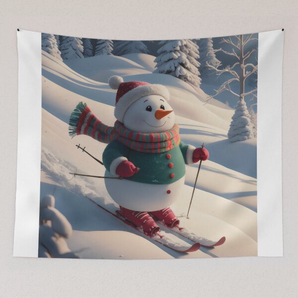 Item preview, Snowman on skis. designed and sold by MyHappyArtShop.