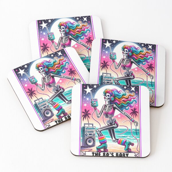 Item preview, 80’s Baby Skeleton Tarot Card, Funny Retro Tarot Card designed and sold by MamaSweetea.