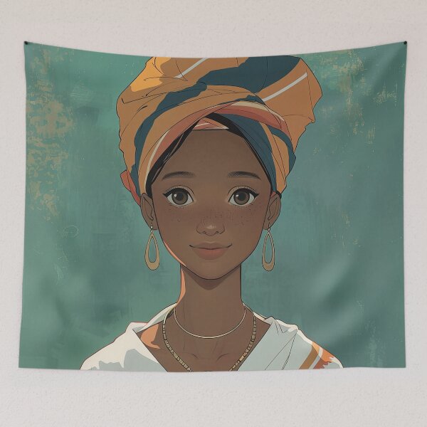 Item preview, Angolese woman, portrait | Anime style designed and sold by ComicsFactory.