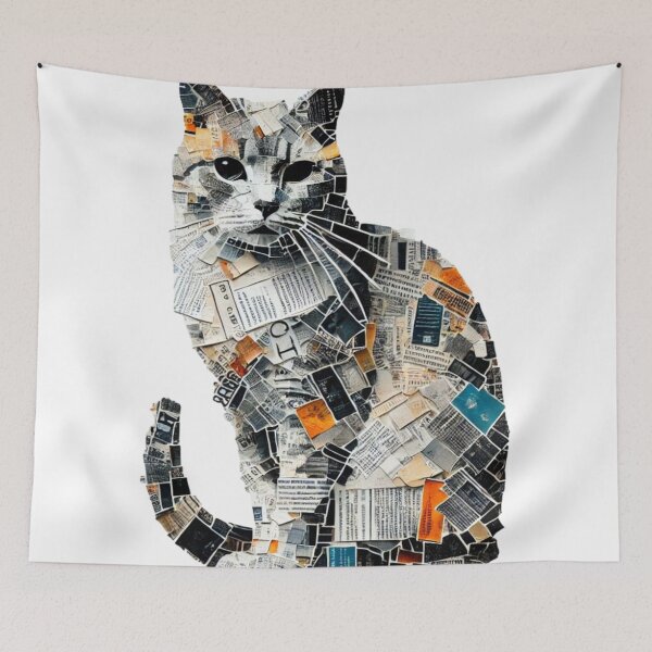Item preview, Newspaper Collage Cat designed and sold by CuteCrittertees.