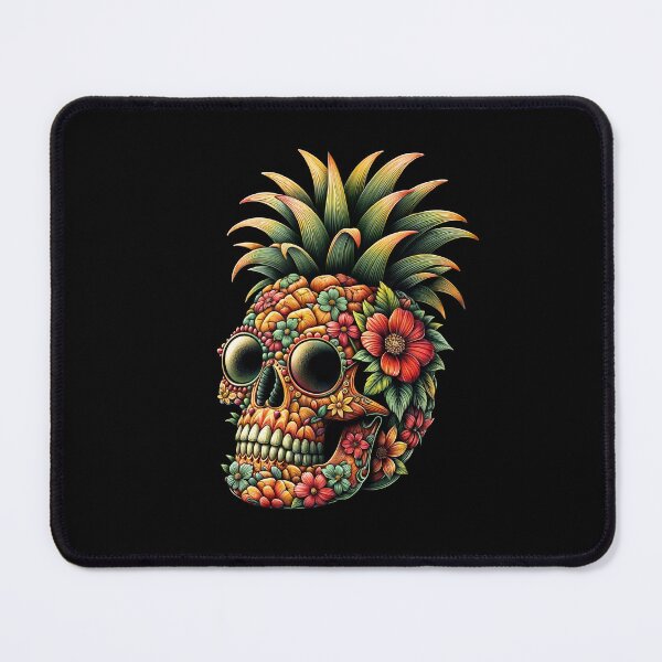 Item preview, Flower Shape Skull Tropical Summer Fruit Print, grunge sugar skull,Skull Pineapple, fruit summer Retro style designed and sold by Collagedream.