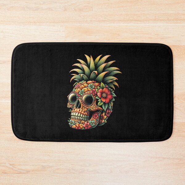 Item preview, Flower Shape Skull Tropical Summer Fruit Print, grunge sugar skull,Skull Pineapple, fruit summer Retro style designed and sold by Collagedream.
