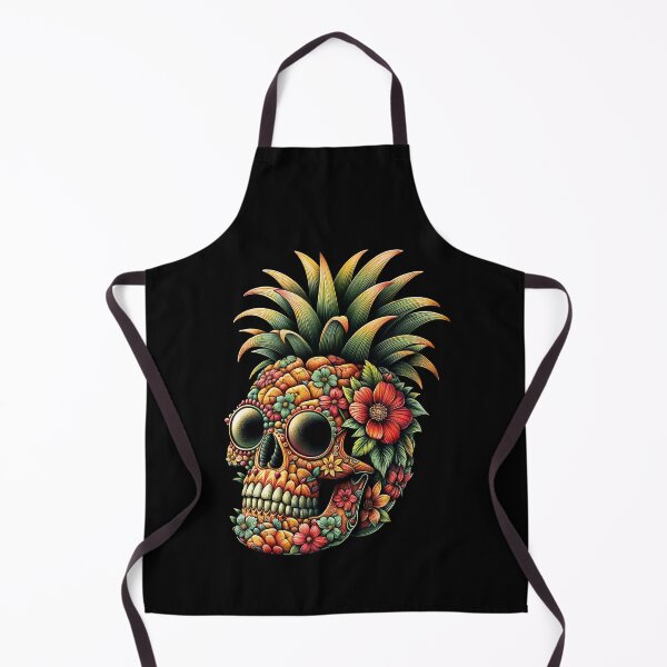 Item preview, Flower Shape Skull Tropical Summer Fruit Print, grunge sugar skull,Skull Pineapple, fruit summer Retro style designed and sold by Collagedream.