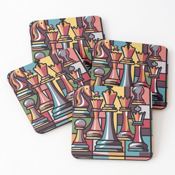 Item preview, Fun Cool Artsy Colorful Chess Game Pieces Print Abstract Art designed and sold by Nature's Fancy.