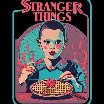 Artwork thumbnail, STRANGER THINGS, Eleven. Eleven is eating waffles. (black background) by bekksa