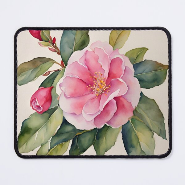 Item preview, Delicate rose Camelia flower and green leaves designed and sold by Heaven7.