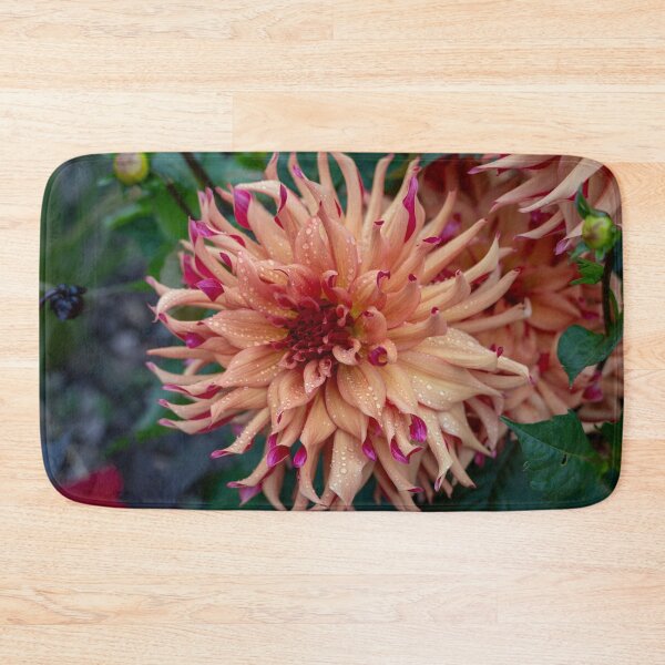 Item preview, Peach Dahlia Flower Closeup With Rain Drops On Petals designed and sold by Harmony Of The Mind.
