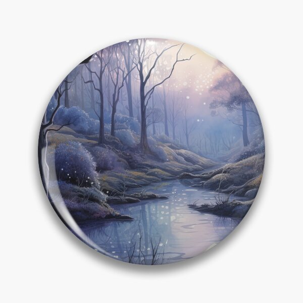 Item preview, Forest landscape and river with night sky - Landscape painting designed and sold by TheArtistOf2022.