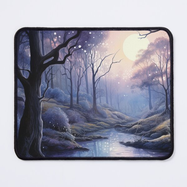 Item preview, Forest landscape and river with night sky - Landscape painting designed and sold by TheArtistOf2022.
