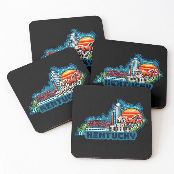 Artikelvorschau, Kentucky State Map USA Skyline und Sehenswürdigkeiten Illustration - Reise-Souvenir-Kunst entworfen und verkauft von Unitepeople.
