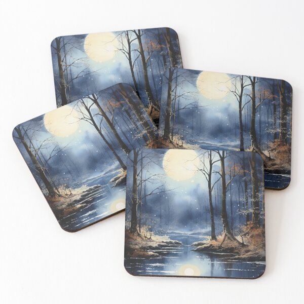 Item preview, Copy of Forest landscape and river with night sky - Landscape painting designed and sold by TheArtistOf2022.