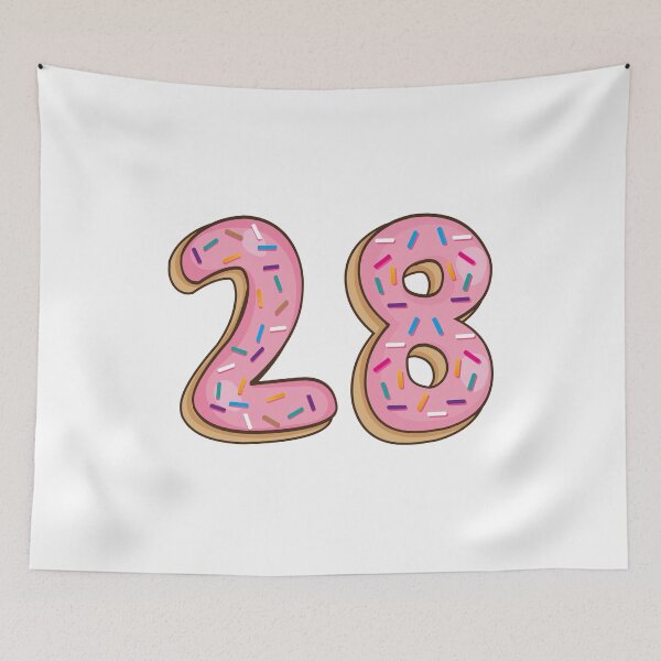 Item preview, Number 28 twenty eight Shaped Like Donuts designed and sold by DonutsWords.