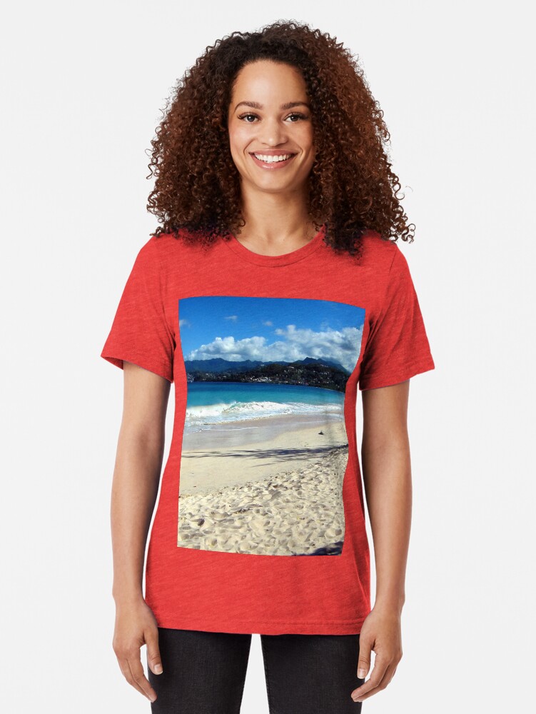 Alternate view of Grand Anse Beach, Grenada. Tri-blend T-Shirt