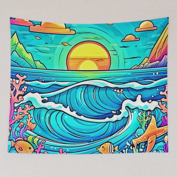 Item preview, Vibrant Underwater Sunset designed and sold by Health And Fitness Posts e-Store.
