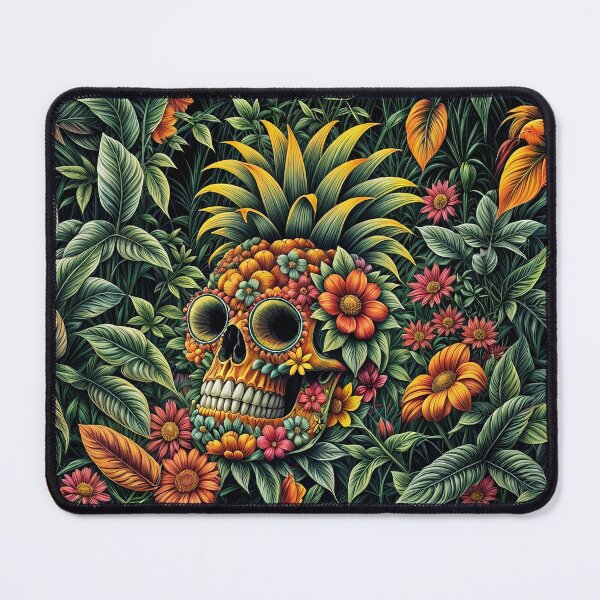 Item preview, Flower Shape Skull Tropical Summer Fruit Print, grunge sugar skull,Skull Pineapple, fruit summer Retro style designed and sold by Collagedream.