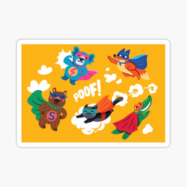 Item preview, Superhero animals on yellow designed and sold by PenguinHouse.