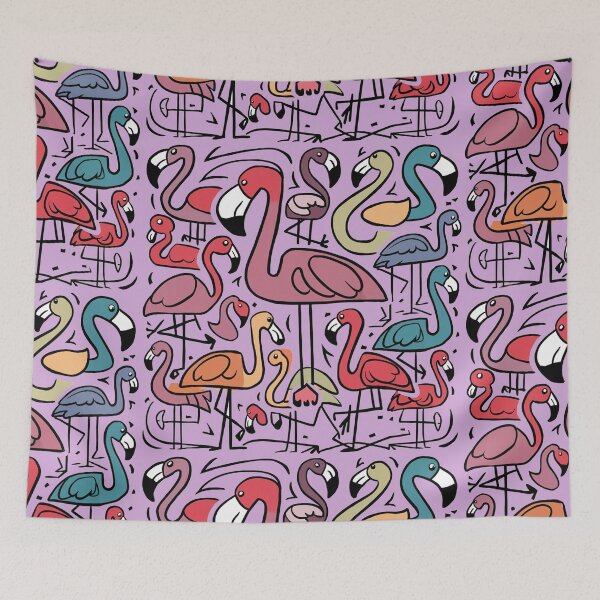 Item preview, Funny Cool Artsy Pink Flamingo Birds Print Abstract Art designed and sold by Nature's Fancy.