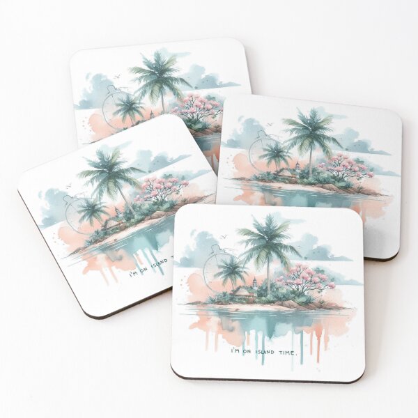 Item preview, " I'm on Island Time" Quote Pastel, Tower, Pavilion, Coconut Tree. Flower and Cloud designed and sold by Nanthanon.