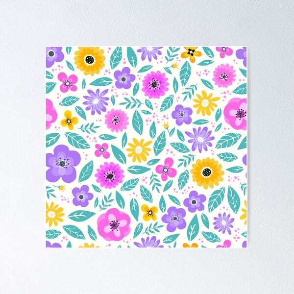 Aperçu de l'œuvre Design au look chic de fleurs roses et jaunes créée et vendue par LunarMoon24.