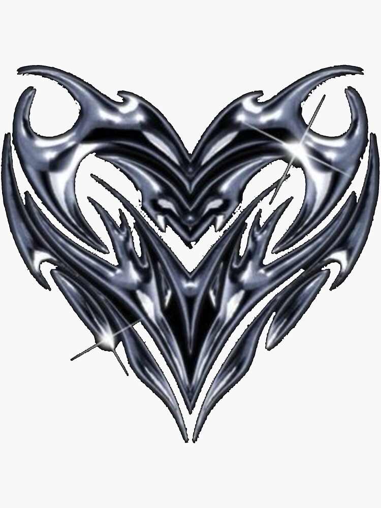 Y2k gray graphic heart