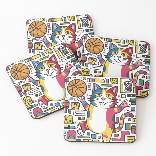 Item preview, Funny Cool Artsy Cat Playing Basketball Print Abstract Art designed and sold by Nature's Fancy.