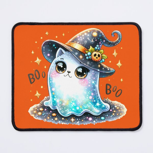 Aperçu de l'œuvre Chat mignon fantôme Boo Halloween créée et vendue par binxlystudio.
