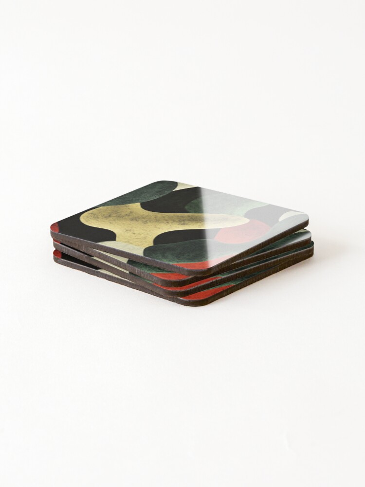 Thumbnail 4 of 5, Coasters (Set of 4), Fluid 3D Abstract Objects Pattern designed and sold by patternicco.
