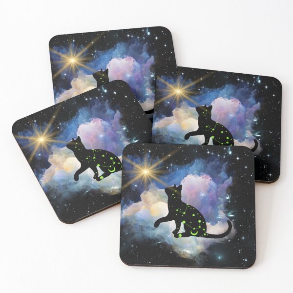 Item preview, Witchy Galactic Mystical Black Cat Kitty Star designed and sold by WildWoodlandWitch.