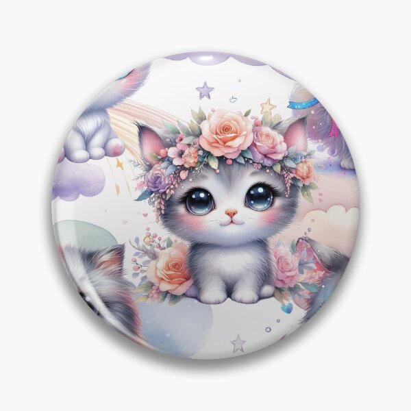 Item preview, Cute happy big eyed kittens cats dreams purple clouds designed and sold by Inktown.