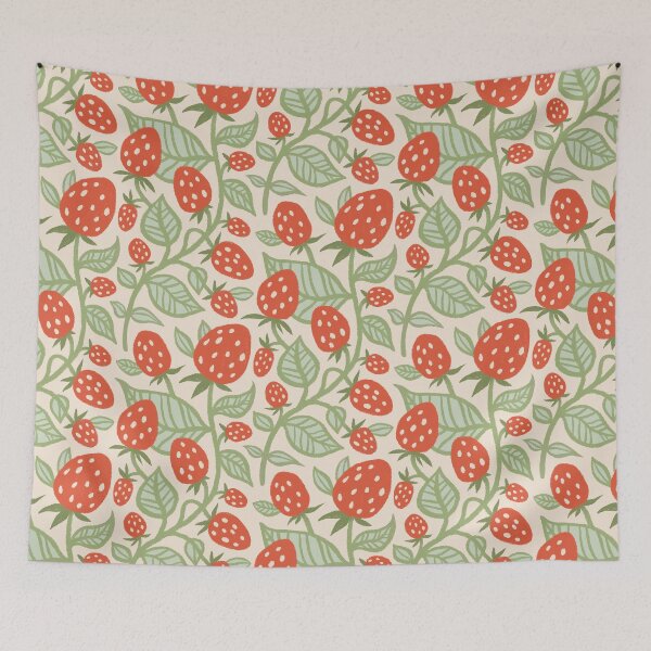 Item preview, Strawberry fields pattern in red, green designed and sold by Miss-Belle.
