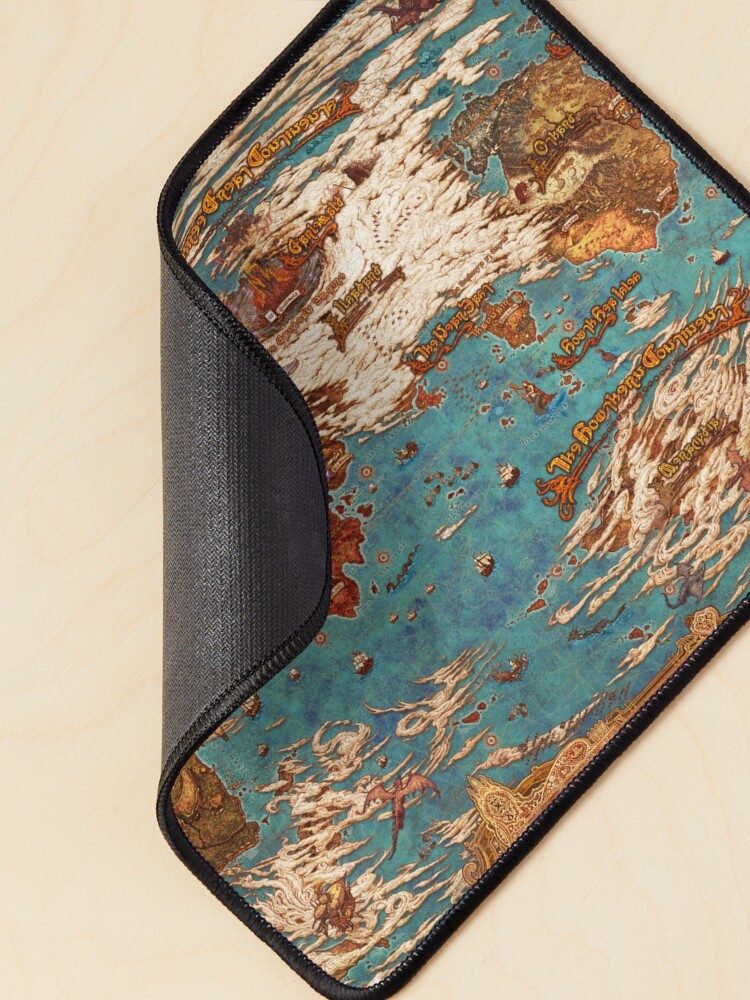 Aperçu 2 sur 5. Tapis de souris avec l'œuvre FFXIV Hydaelyn Nouvelle carte du monde Dawntrail Fantasy créée et vendue par hayesade.