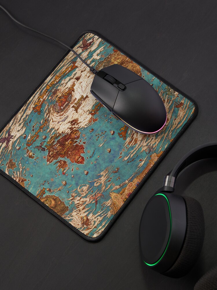 Aperçu 4 sur 5. Tapis de souris avec l'œuvre FFXIV Hydaelyn Nouvelle carte du monde Dawntrail Fantasy créée et vendue par hayesade.