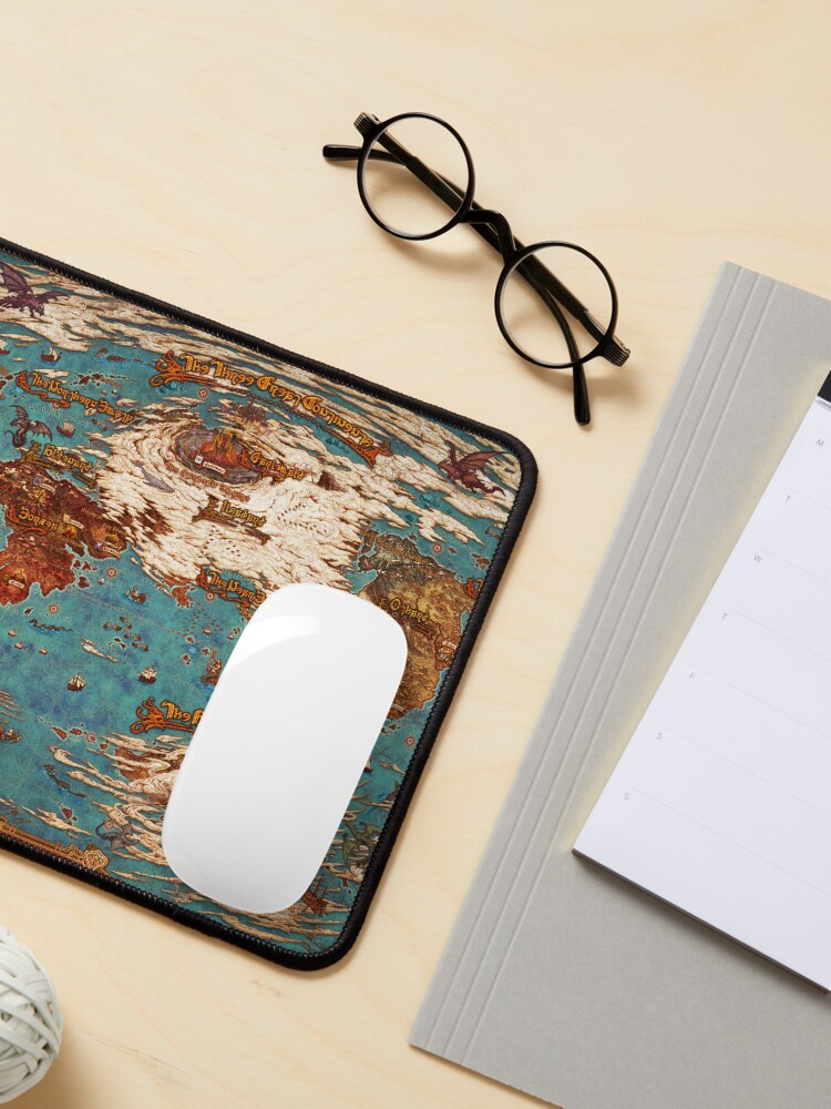 Aperçu 3 sur 5. Tapis de souris avec l'œuvre FFXIV Hydaelyn Nouvelle carte du monde Dawntrail Fantasy créée et vendue par hayesade.