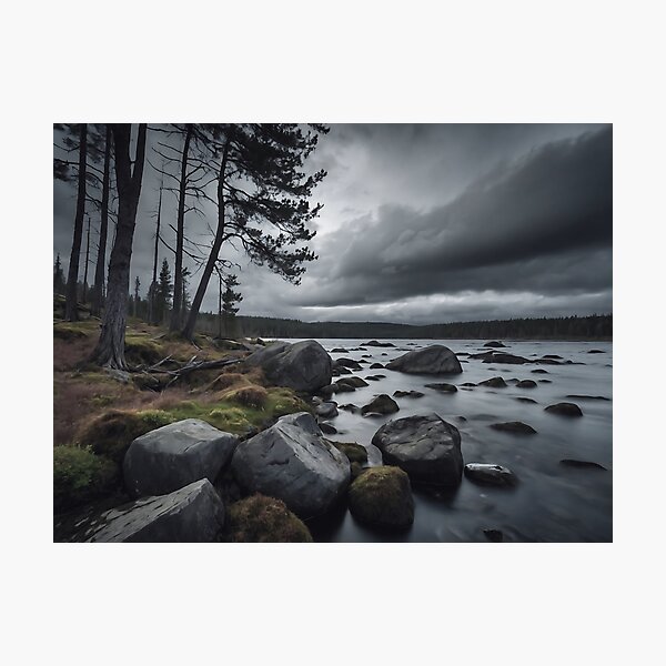 Item preview, Enchanted Reflections: Monochromatic HDR Forest Lake designed and sold by ShadeScapeArt.