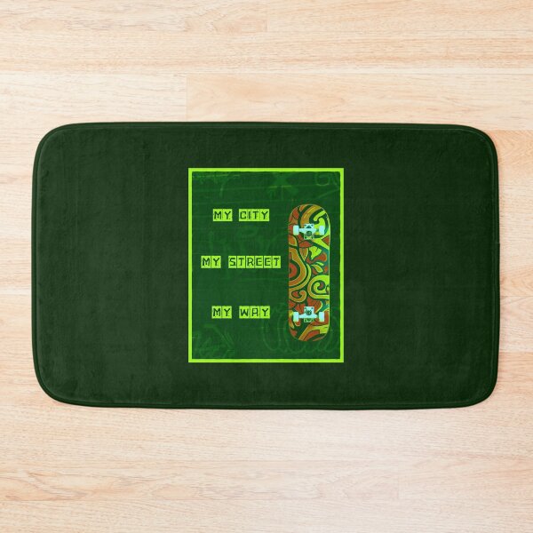 Item preview, My city, my street, my way, bright green graffiti-style graphics, skateboard designed and sold by silent-violin.