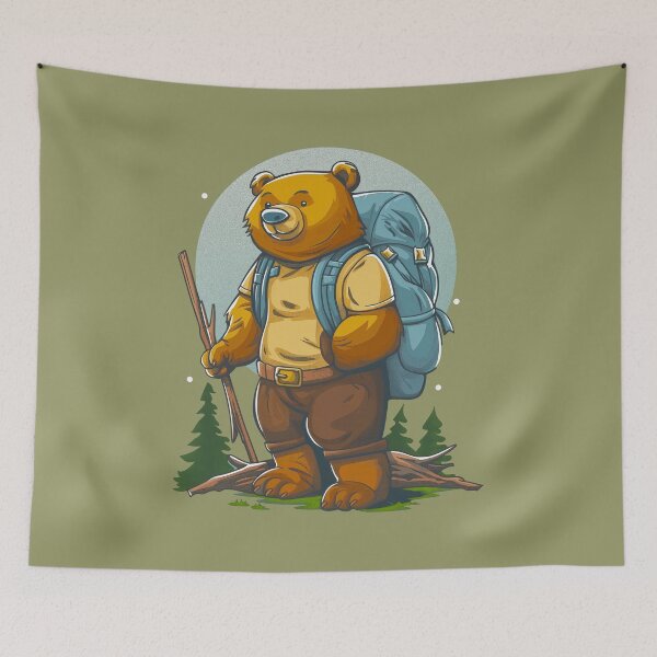 Item preview, Cute Wandering Bear Hiking Outdoor Adventure designed and sold by Wild-Co.