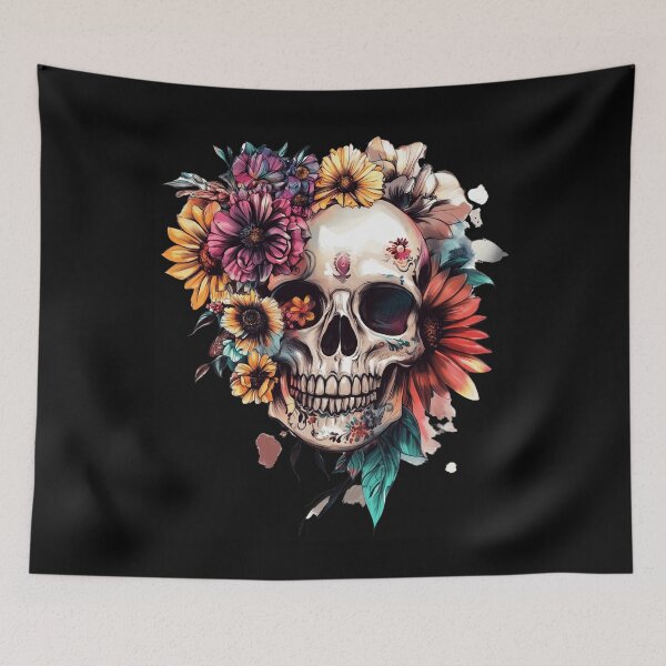 Item preview, "Floral Skull Splendor" designed and sold by inksavvystudio.