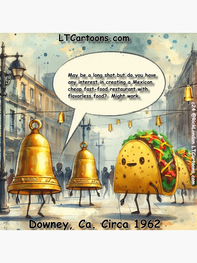 Thumbnail 3 of 3, Sticker, When A Taco And A Bell Become Partners designed and sold by ltcartoons.