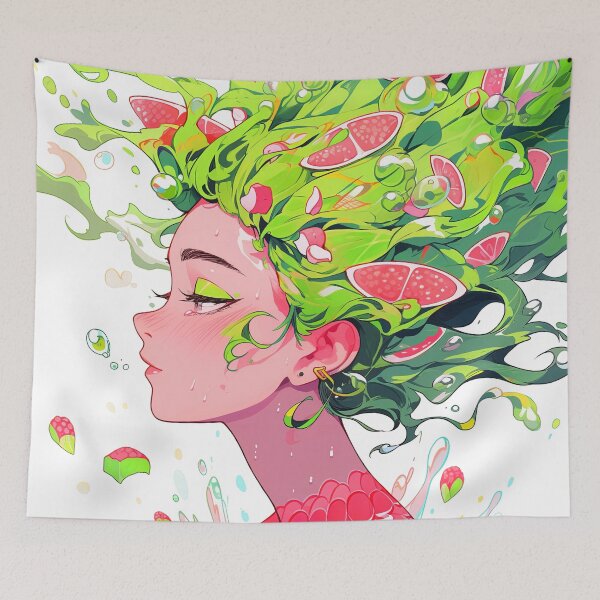 Item preview, Kawaii Green Fruity Fantasy Anime Girl designed and sold by bubblegoth.