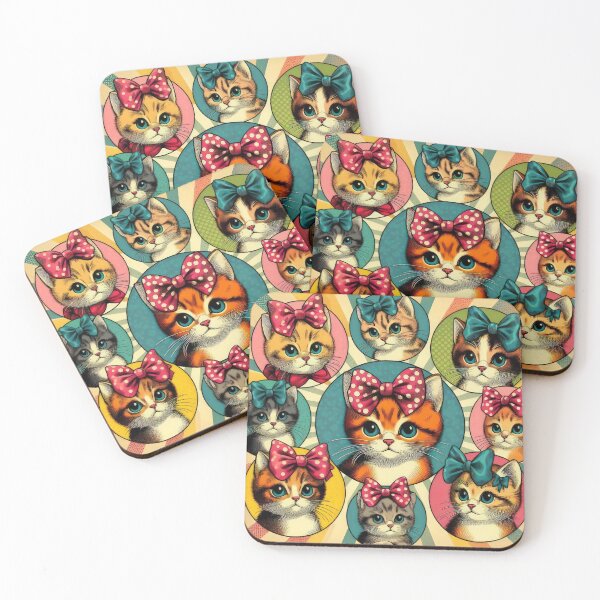 Item preview, vintage kittins wearing bows in a circle designed and sold by Expressions-Sel.