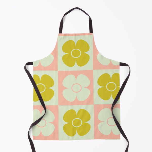 Item preview, 1960s retro checkerboard daisies in pink and golden yellow designed and sold by Inkworthy.