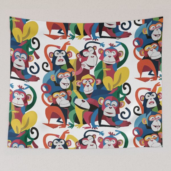 Item preview,  Funny Cool Artsy Monkeys Print Abstract Art designed and sold by Nature's Fancy.