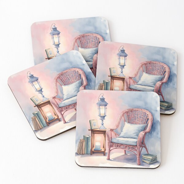 Item preview, Cozy Reading Nook Watercolor Art Print designed and sold by ArtsyWishesShop.