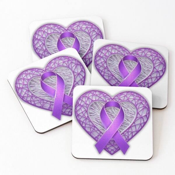 Item preview, Purple Awareness Ribbon with a purple web heart and Zebra Background designed and sold by TonzDesigns.