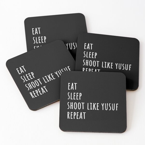 Item preview, eat sleep shoot like yusuf repeat - white text designed and sold by EmeraldeaDesign.