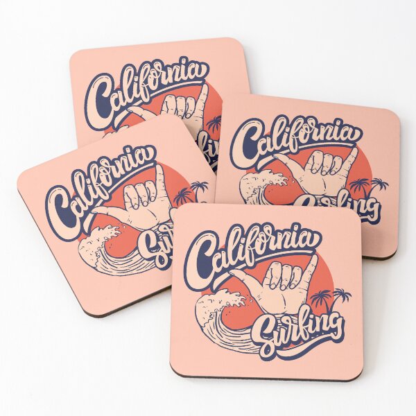 Item preview, California Surfing Illustration with Hand Gesture and Waves designed and sold by 19Beauty.