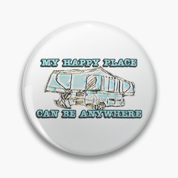 Item preview, My Happy Place can be Anywhere Neon Blue Folding Camper / Folding Caravan designed and sold by BeccaAelishe.