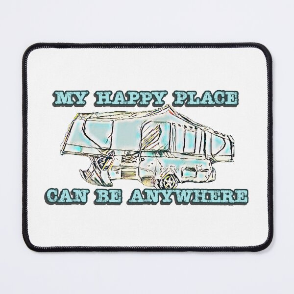 Item preview, My Happy Place can be Anywhere Neon Blue Folding Camper / Folding Caravan designed and sold by BeccaAelishe.