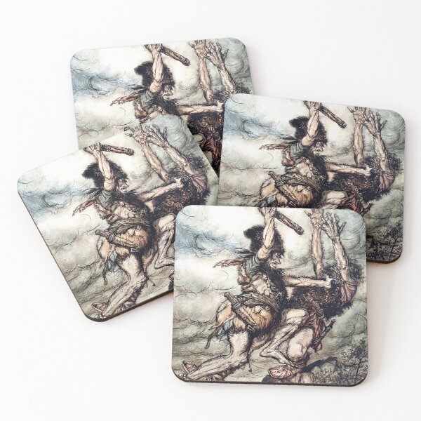 Item preview, Fafnir Kills Fasolt - The Rhinegold and the Valkyries - Arthur Rackham designed and sold by forgottenbeauty.
