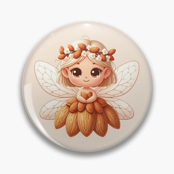 Item preview, Cute almond elf with wings and flower wreath Kawaii Chibi nut fairy designed and sold by Annika Shurafa.